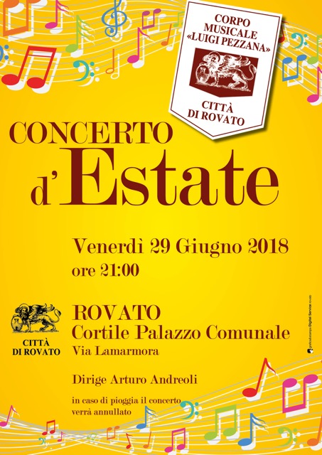 Concerto d'estate della banda di Rovato, il programma