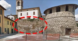 Rovato, il tratto crollato delle Mura Venete