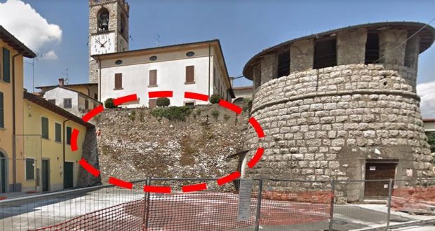 Rovato, il tratto crollato delle Mura Venete