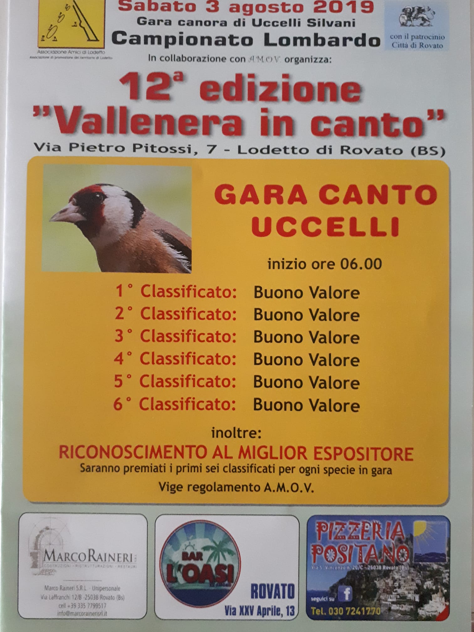 gara di canto per uccelli a Rovato